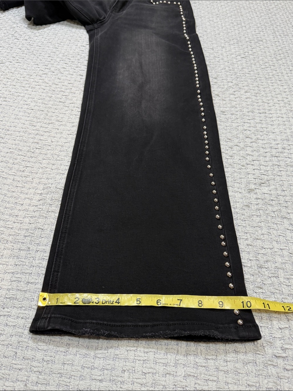Olivia High Rise Silver Dome Nail Head Detailed Wide Leg Jeans by Vervet 27 - Picture 16 of 16
